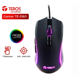 Mouse Óptico Teros TE-5160, 6400Dpi, RGB, USB, 7 Botones
