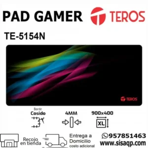 Mousepad Gaming Teros Te-5154n Xl Color Negro Diseño Impreso